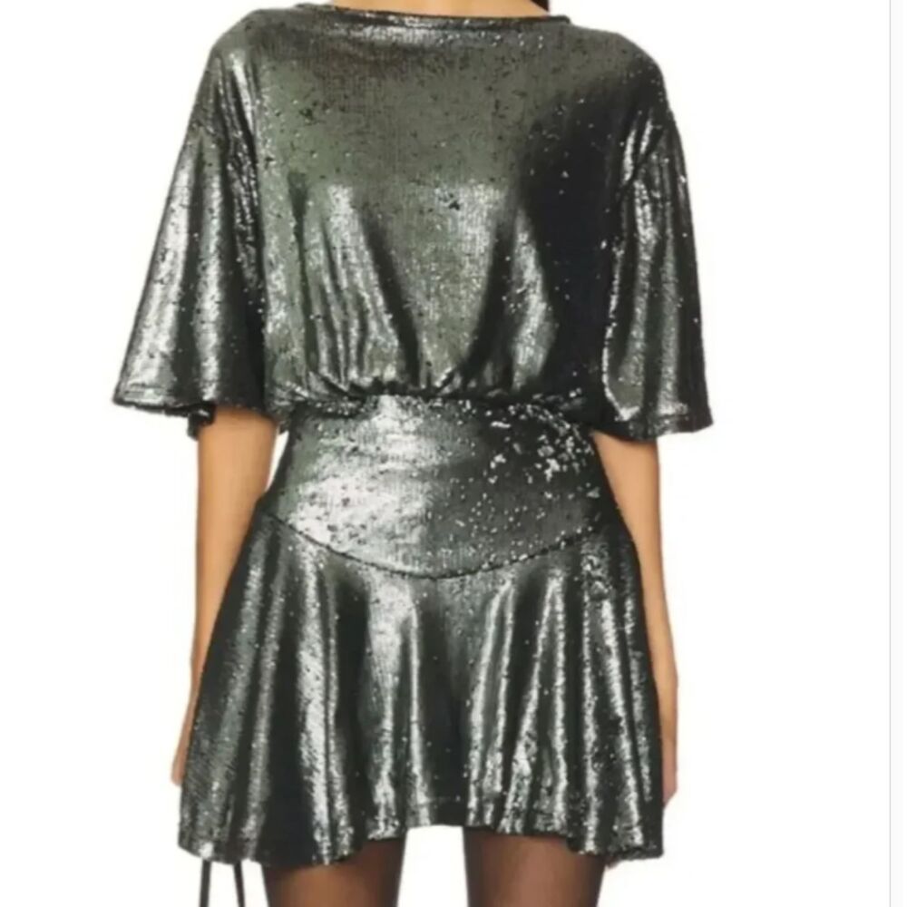 Free People Mauka Silver Sequin Drop Waist Dress Size XS